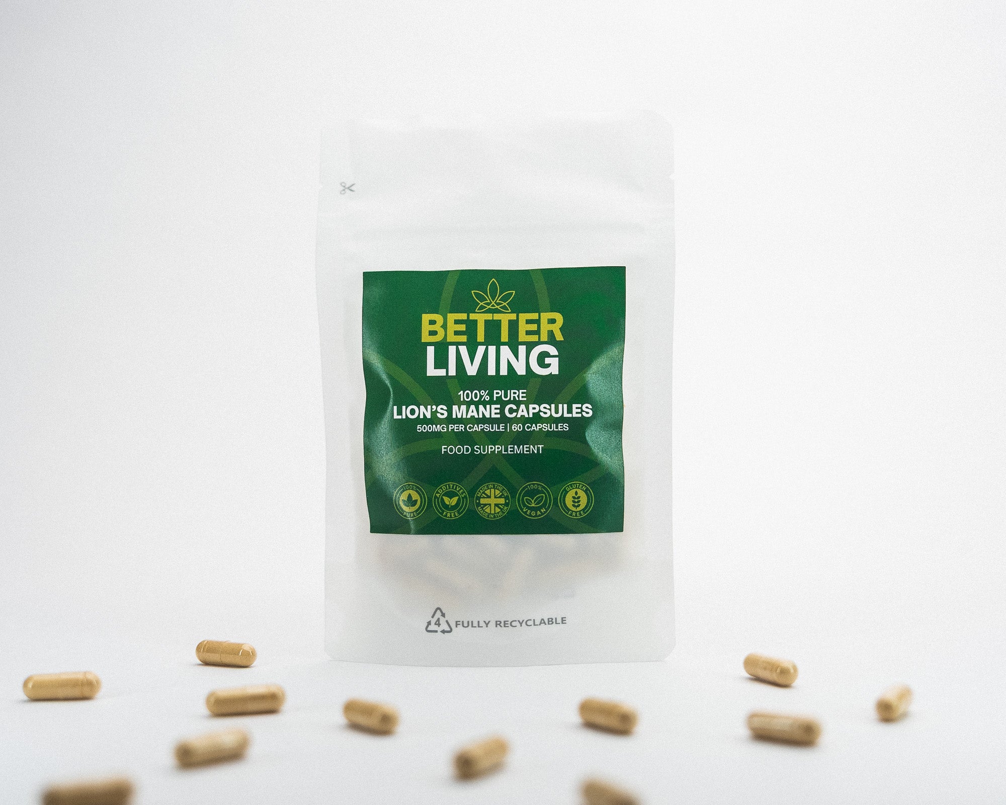 Lion’s Mane Mushroom Capsules – 500mg x60 (100% Pure)